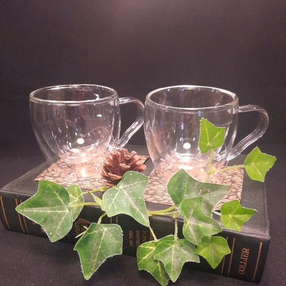 Godinger Artisan Roast Double-Wall Cappucino  Thermo-Glass Cups ~ Set of 2 ~ New - Picture 1 of 11